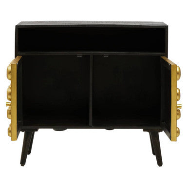 Arti Two Door Sideboard | Solid Mango wood & Iron | Brown & Gold