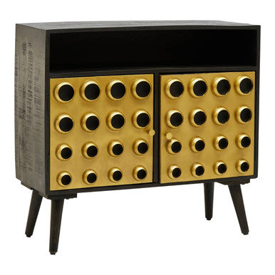 Arti Two Door Sideboard | Solid Mango wood & Iron | Brown & Gold