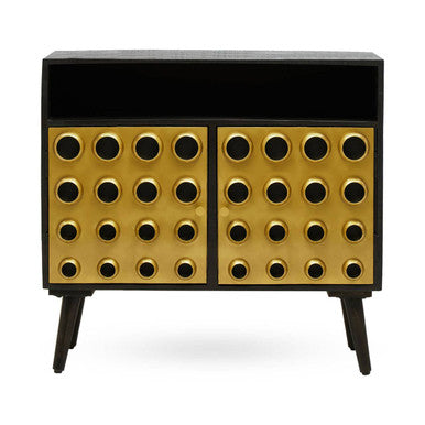 Arti Two Door Sideboard | Solid Mango wood & Iron | Brown & Gold