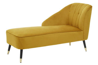 Yvette Mustard Velvet Chaise Longue