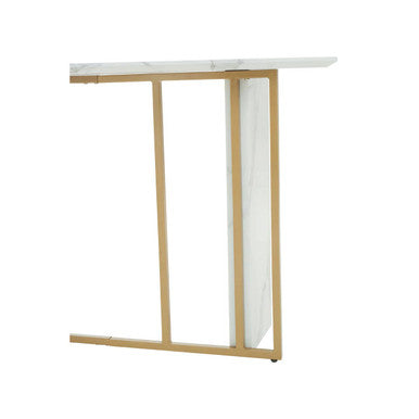 White Marble Effect Top Console Table with Gold Powder Coated Metal Base | Vieste