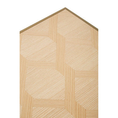 Natural Oak Veneer Small Side Table with Brown Brushed Brass Steel Sledge Base | Grenoble