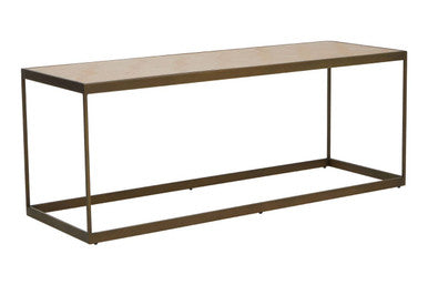 Brown Oak Veneer Top and Brushed Brass Frame Coffee Table, Grenoble