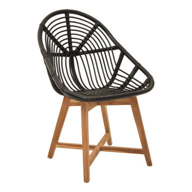 Manado Black Natural Rattan And Teak Chair