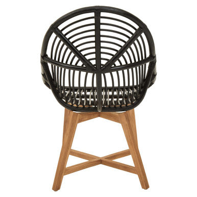 Black Natural Rattan and Teak Chair | Manado