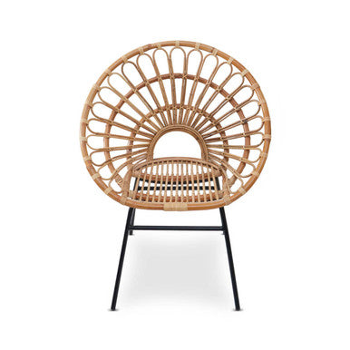 Java Natural Rattan Chair with Metal Legs
