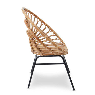 Java Natural Rattan Chair with Metal Legs