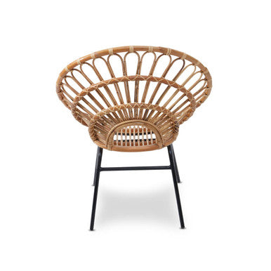 Java Natural Rattan Chair with Metal Legs