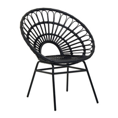 Java Black Natural Rattan Flared Back Chair