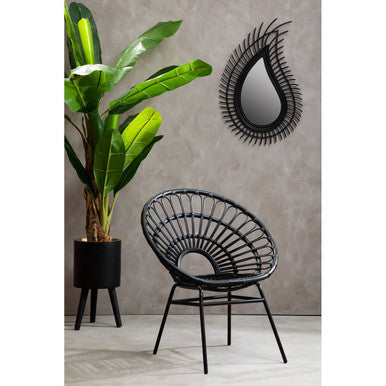 Java Black Natural Rattan Flared Back Chair