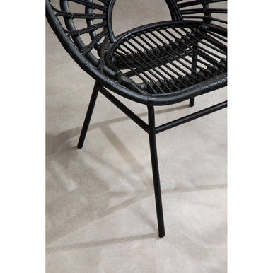 Java Black Natural Rattan Flared Back Chair
