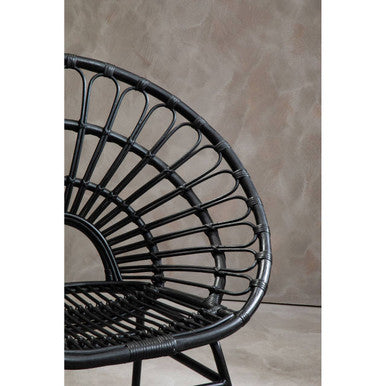 Java Black Natural Rattan Flared Back Chair