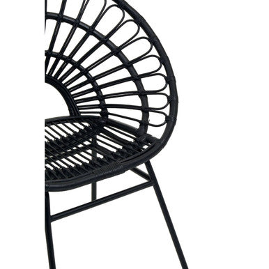 Java Black Natural Rattan Flared Back Chair