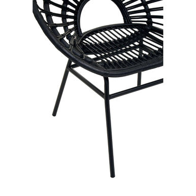 Java Black Natural Rattan Flared Back Chair