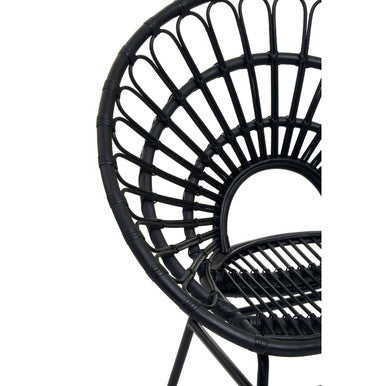 Java Black Natural Rattan Flared Back Chair
