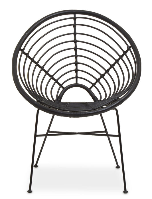 Java Black Natural Rattan Round Chair