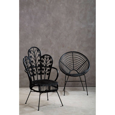 Java Black Natural Rattan Round Chair