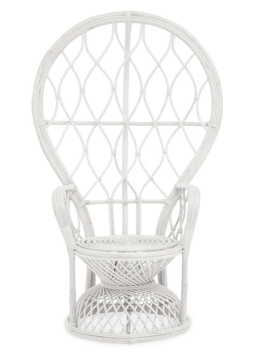 Grey and White Natural Rattan Curved Chair | Java