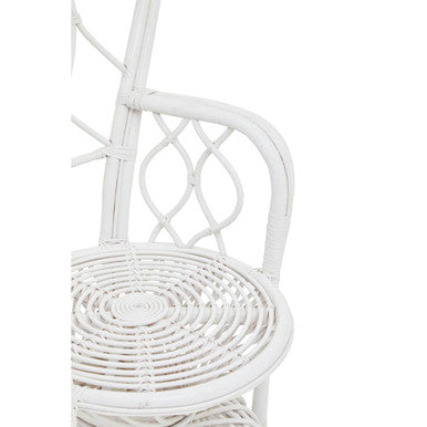 Java Grey And White Natural Rattan Curved Chair