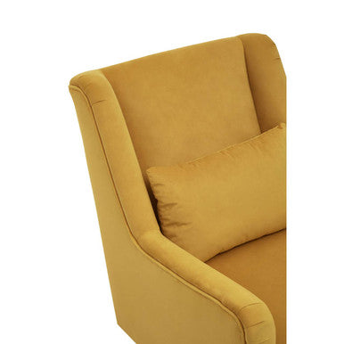 Doucet Yellow Velvet Chair With Gold Finish Legs