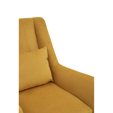 Yellow Velvet Chair with Gold Finish Legs | Doucet