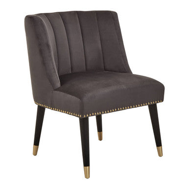 Grey Velvet Dining Chair with Black Legs | Doucet