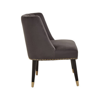 Grey Velvet Dining Chair with Black Legs | Doucet