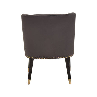 Grey Velvet Dining Chair with Black Legs | Doucet