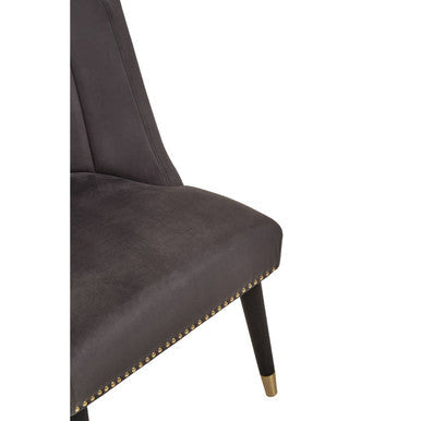 Grey Velvet Dining Chair with Black Legs | Doucet