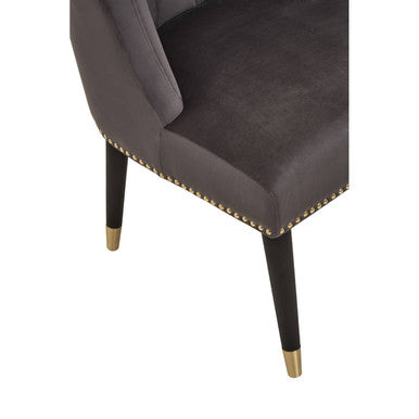 Doucet Stone Grey Velvet Chair With Blac