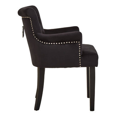 Doucet Black Velvet Chair With Ring Back