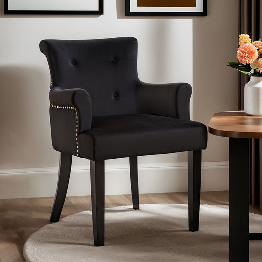 Doucet Black Velvet Chair With Ring Back