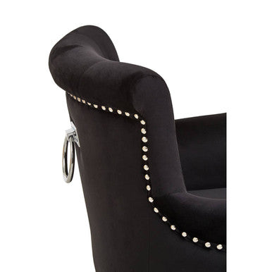 Doucet Black Velvet Chair With Ring Back