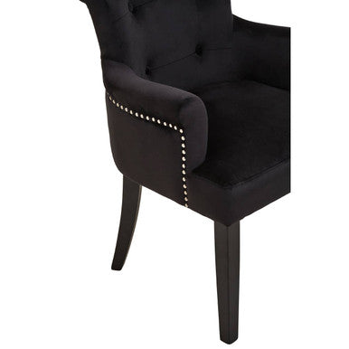 Doucet Black Velvet Chair With Ring Back