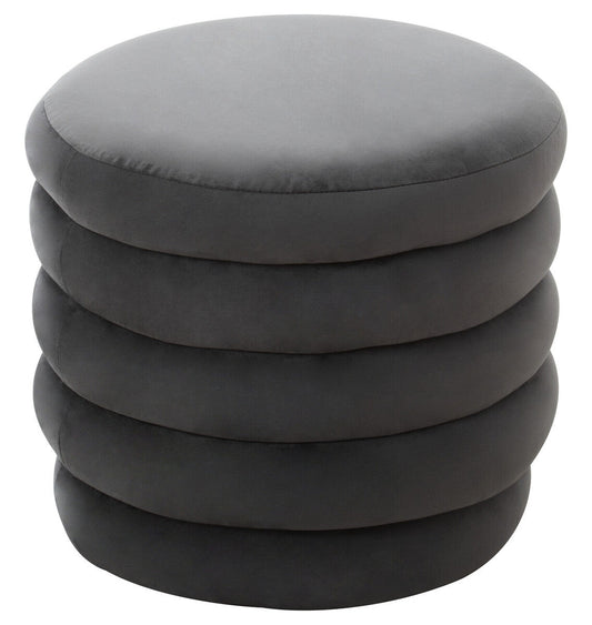 Helen Graphite Velvet Round Footstool