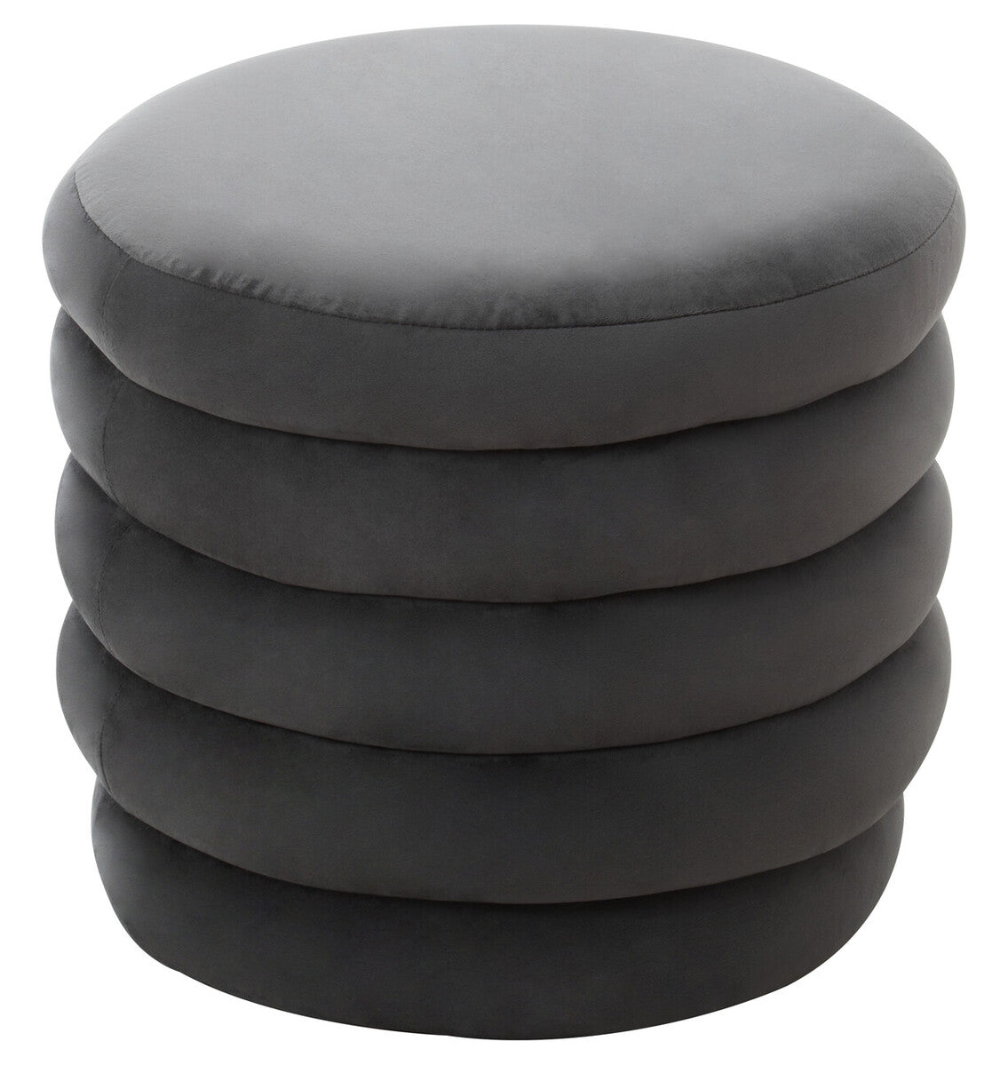 Graphite Velvet Round Footstool | Helen