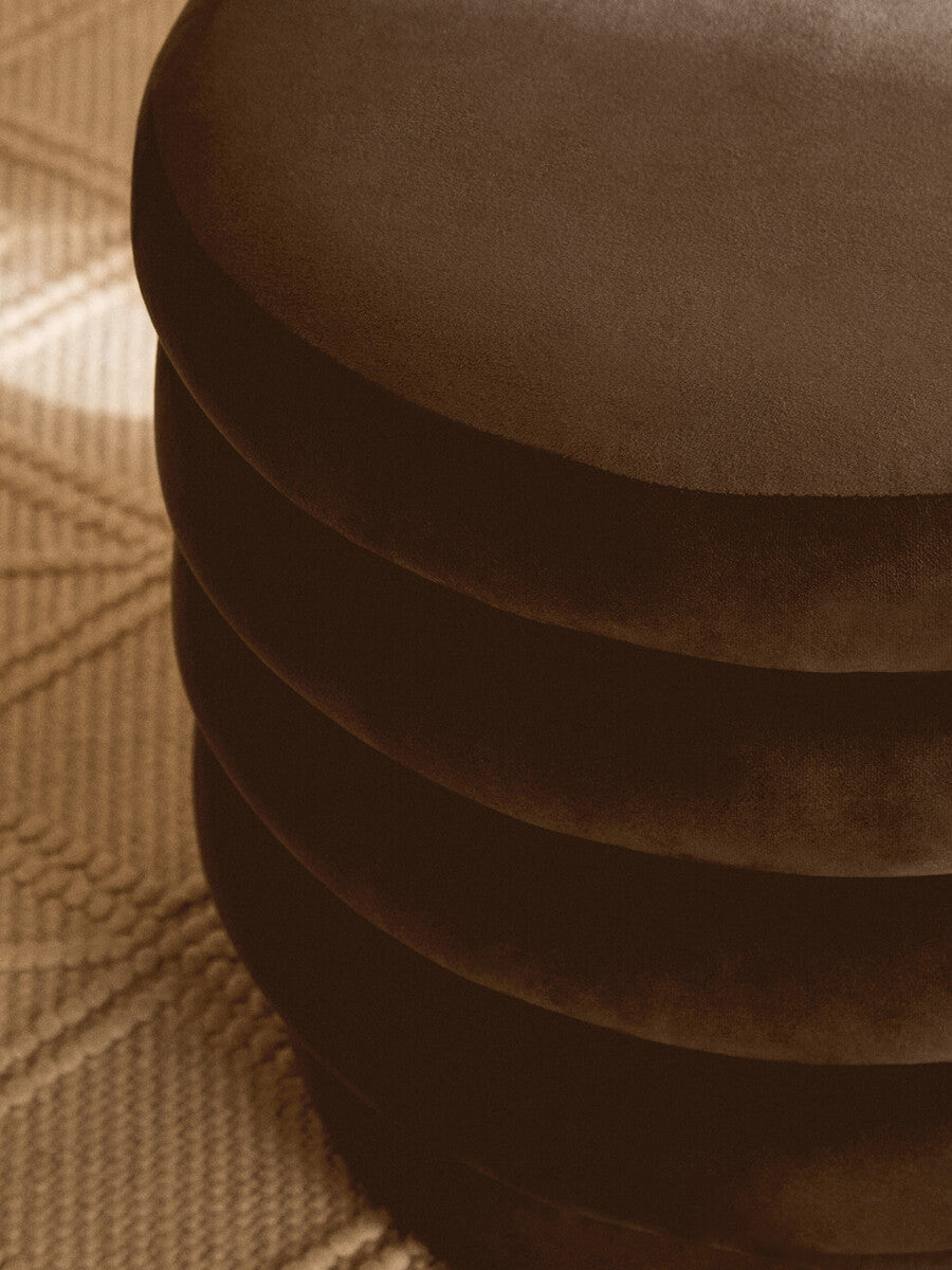 Helen Graphite Velvet Round Footstool