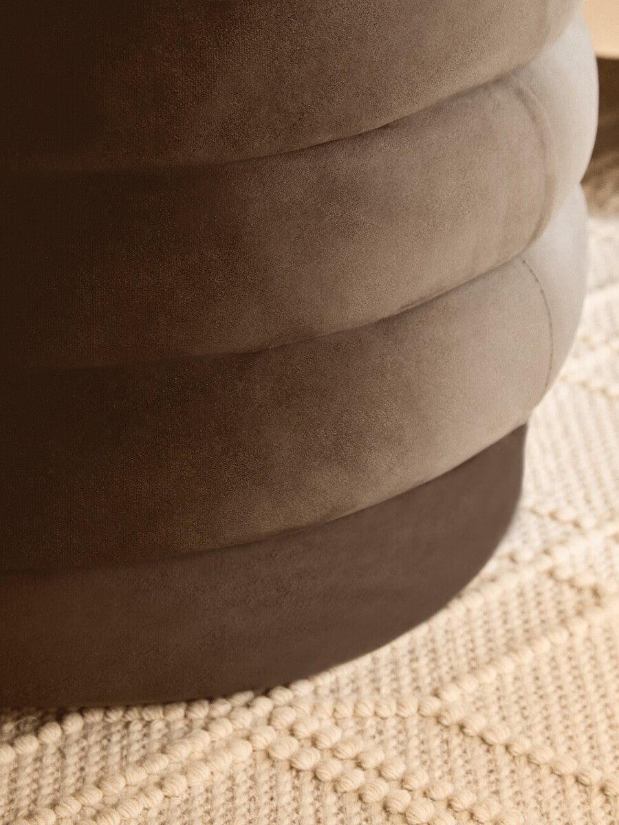 Helen Graphite Velvet Round Footstool