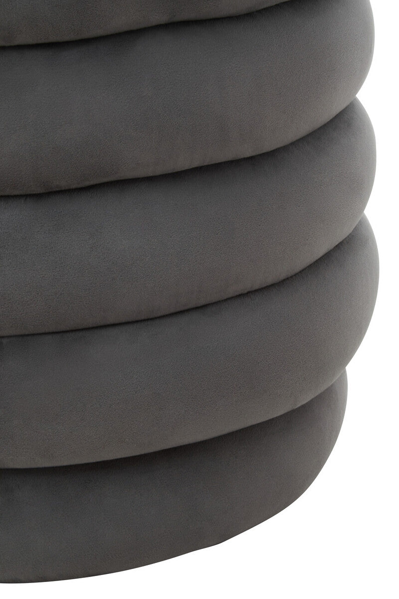 Helen Graphite Velvet Round Footstool