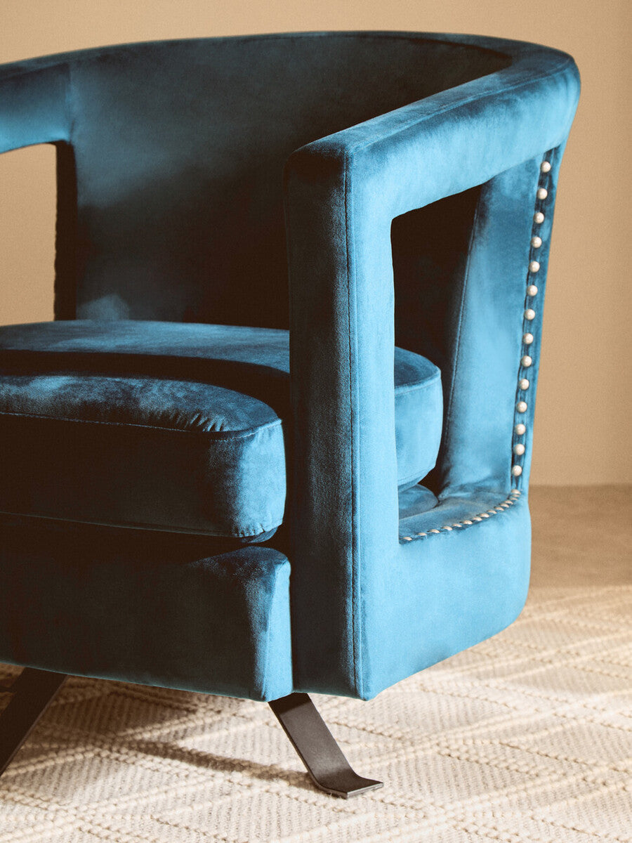 Hestia Blue Velvet Revolving Chair