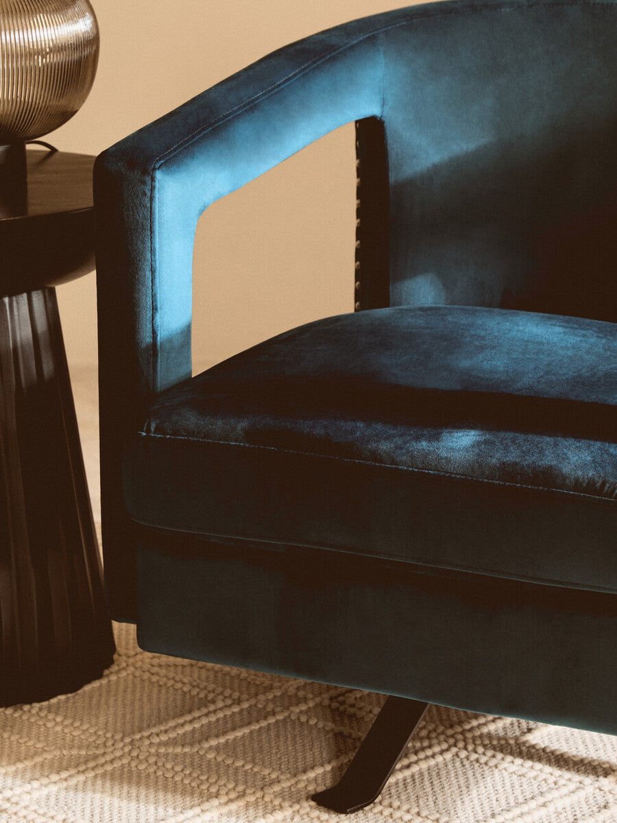 Hestia Blue Velvet Revolving Chair