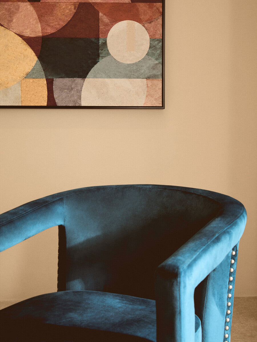 Hestia Blue Velvet Revolving Chair