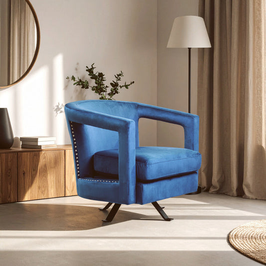 Hestia Blue Velvet Revolving Chair