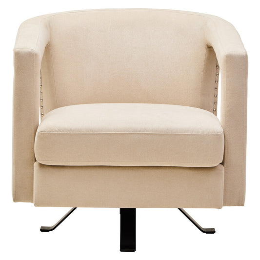 Hestia Beige Velvet Revolving Chair