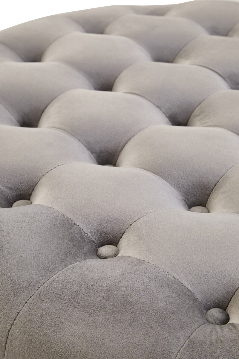 Haley Grey Velvet Round Footstool
