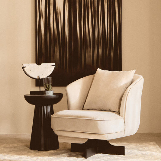 Hale Cream Velvet Revolving Chair