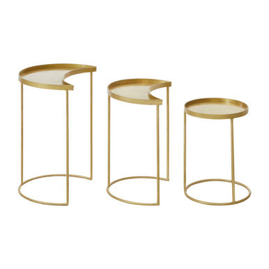 Suar Nest Of Three Antique Brass Finish Side Tables