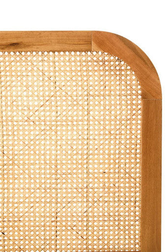Rattan and Oak Wood Double Bed Headboard | Lyon