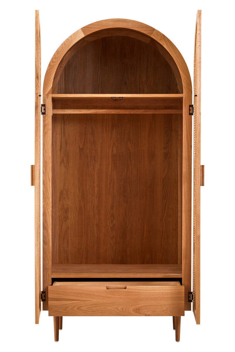 Lyon 2 Door Natural Rattan And Oak Cabinet