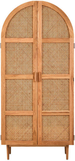Lyon Rattan and Oak Wood 2 Door Wardrobe